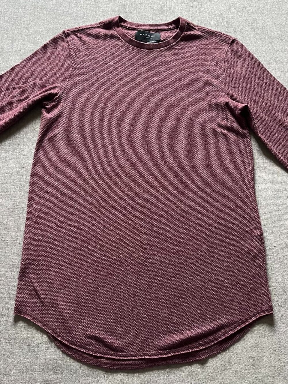 Pacsun Scallop Fit Thermal Long Sleeve T Shirt Men Small Red Cotton Blend Long